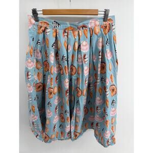 Hell Bunny Vixen retro pinup seashell print pleated Full A-line skirt sz L